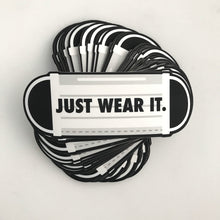 Load image into Gallery viewer, “JUST WEAR IT” mask sticker | collaboration w/Rad Doodads | die-cut or rectangle-cut | fundraiser sticker